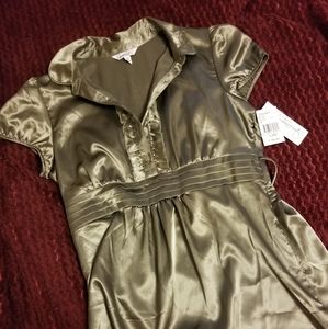 Silky olive green blouse